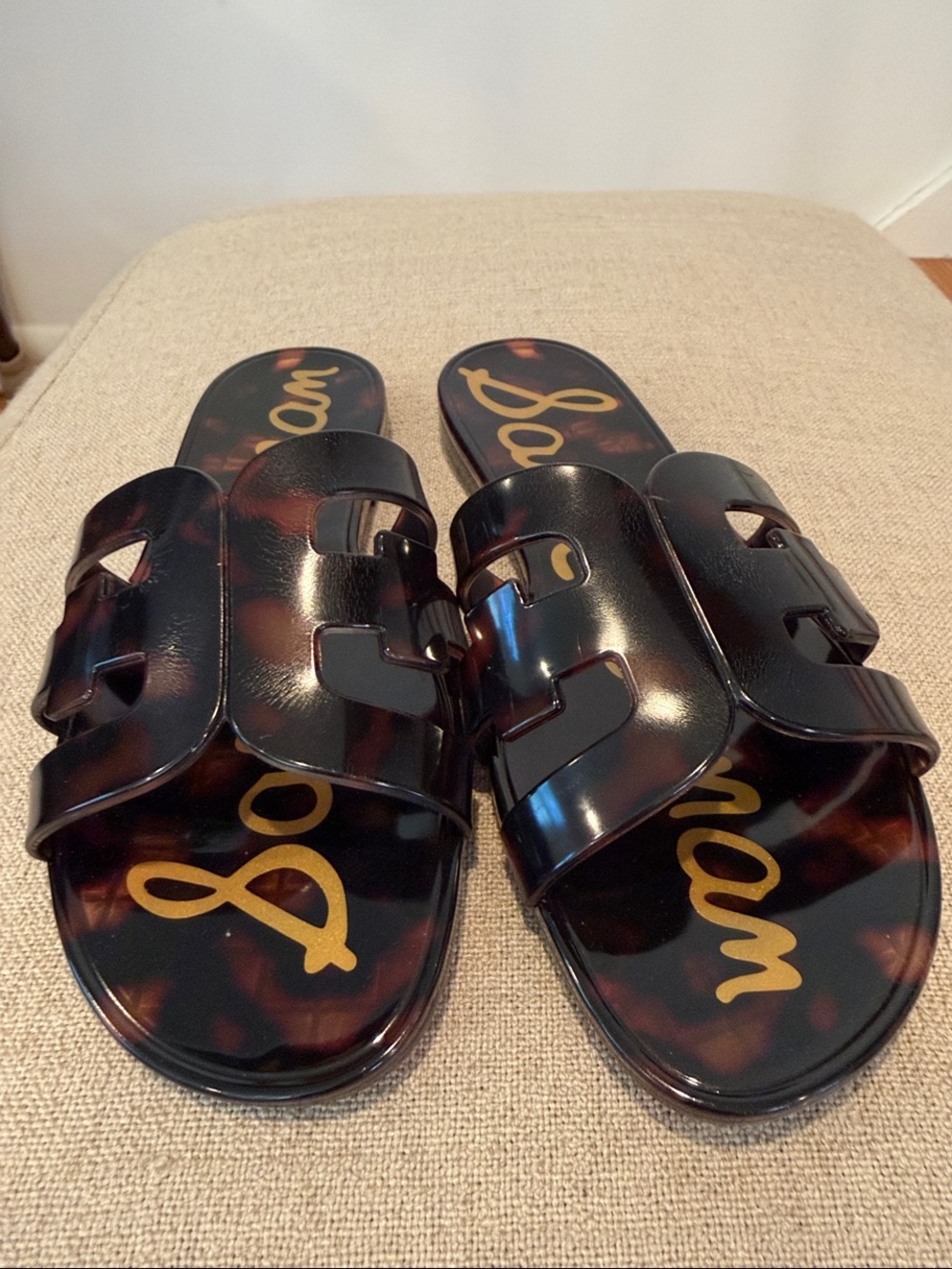 Sam Edelman Bay Jelly Tortoiseshell Black and Brown Slide Sandals NWT size 6